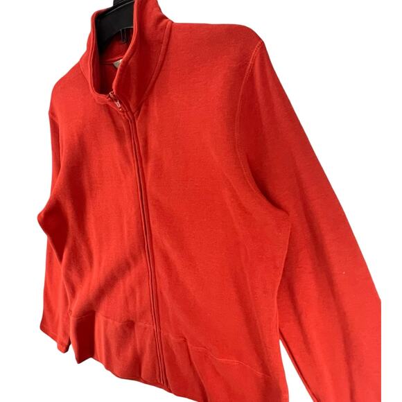 Orvis Jacket Womens Large Rust Orange Full Zip Pockets Casual Cotton Sweatshirt - Picture 2 of 14